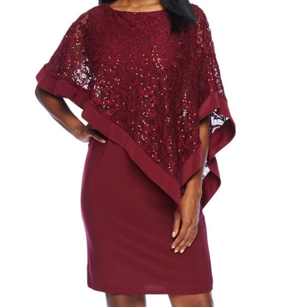 Wine red capped dress